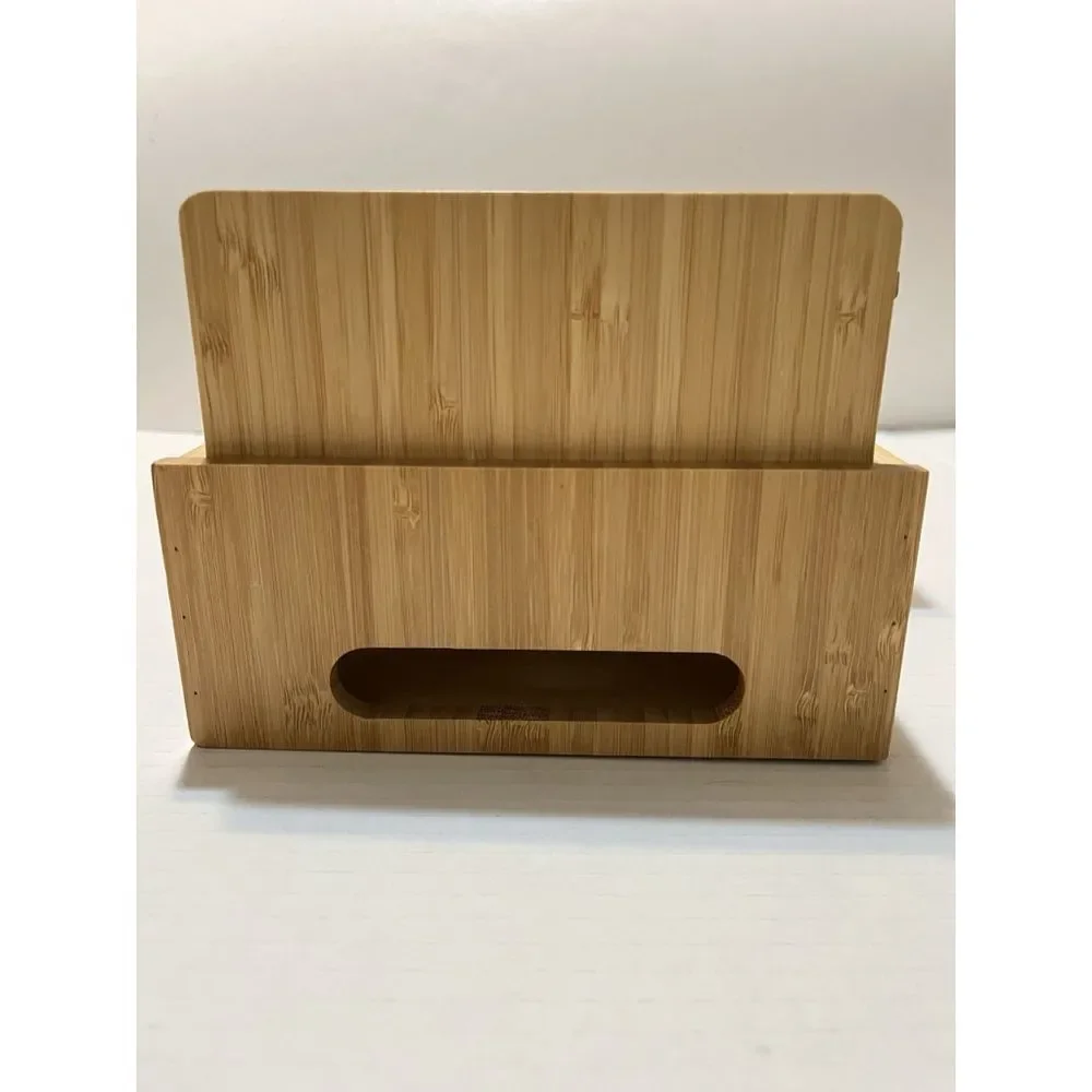 Bamboo Desk Organizer Charging Station Phone Tablet Mail Holder Wood